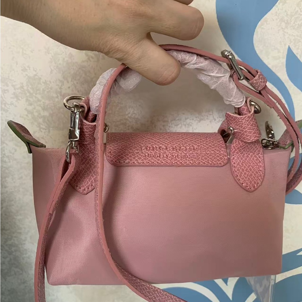 Longchamp Pink Mini Leather & Nylon Crossbody Bag - Picture 2 of 5